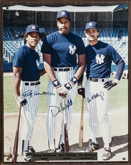 Ricky Henderson, Dave Winfield & Don Mattingly Multi-Signed and Framed Photo (PSA/DNA)